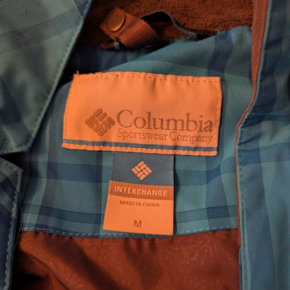 Columbia Whirlibird Blue/Gray Plaid 3 In 1 Snowboard Jacket - Picture 4 of 12